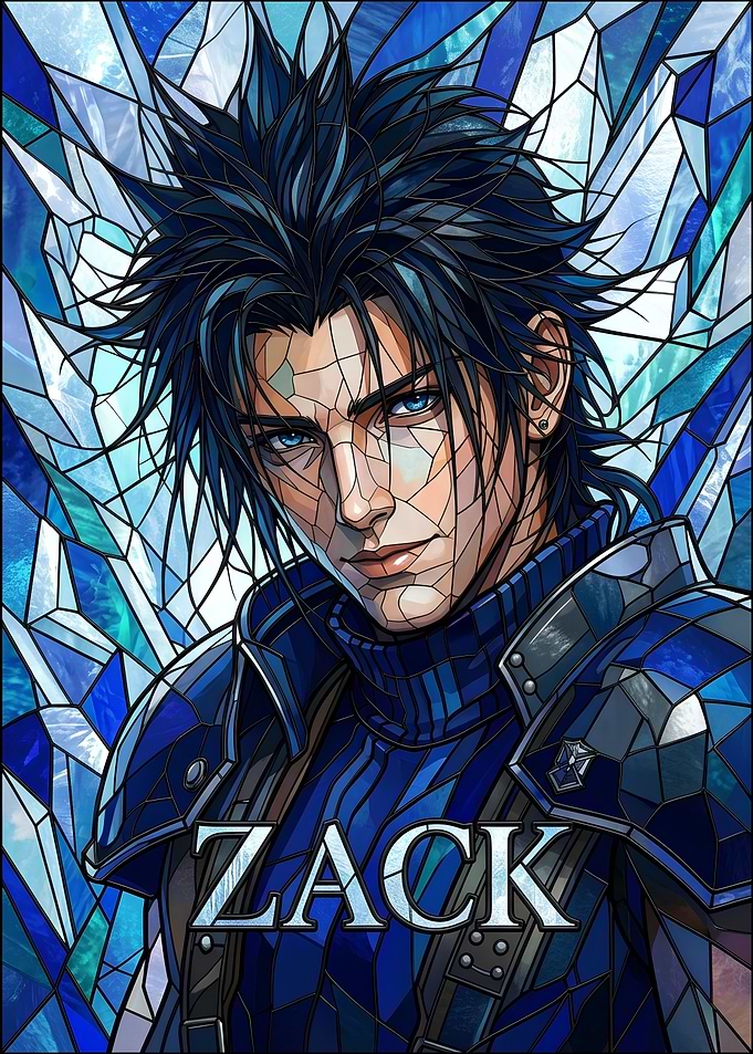 Zack Fair Stained Glass Portrait