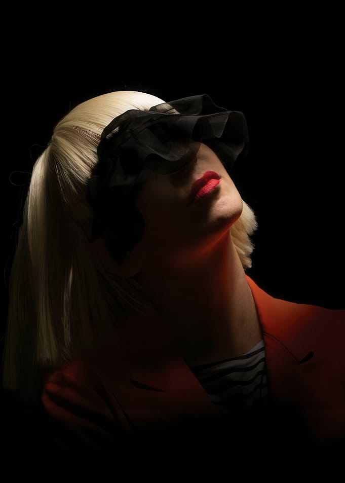 Sia Portrait with Black Ruffled Mask