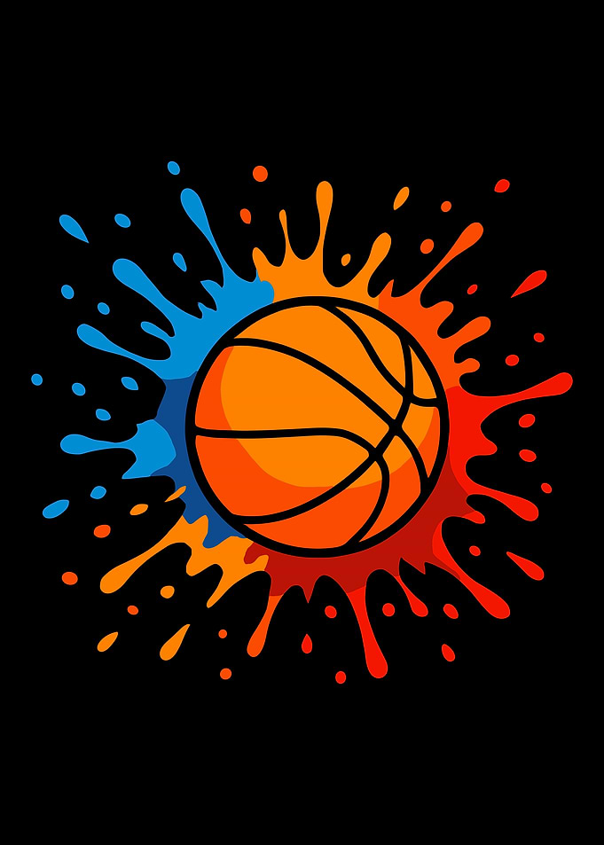 Basketball with Colorful Paint Splatter watercolor colorful painting splash graphic