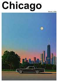 Vintage Chicago Skyline Travel Poster