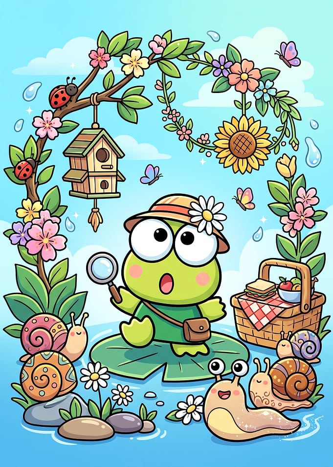 Keroppi Exploring Nature with Friends
