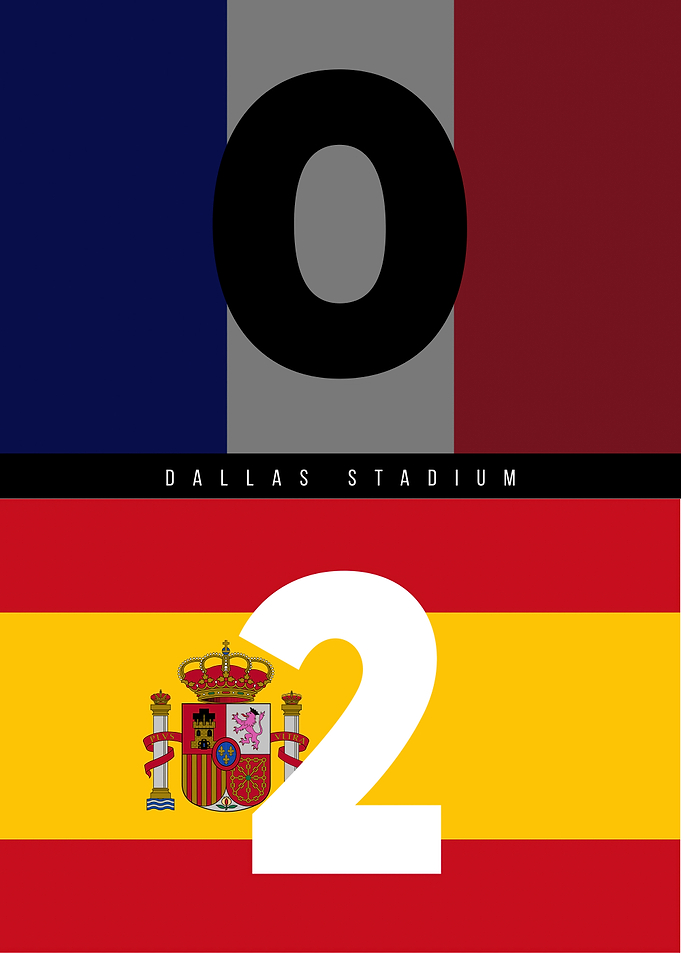 France vs Spain Soccer Scoreboard Poster