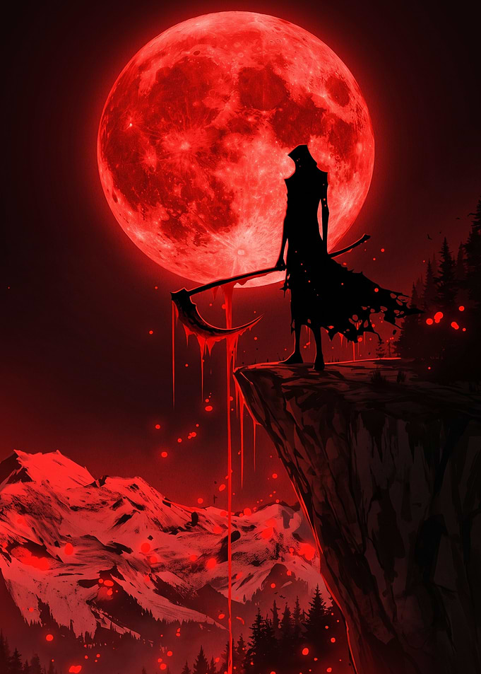 Grim Reaper Under Blood Moon