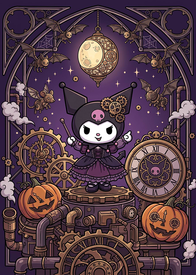 Steampunk Kuromi Halloween Illustration