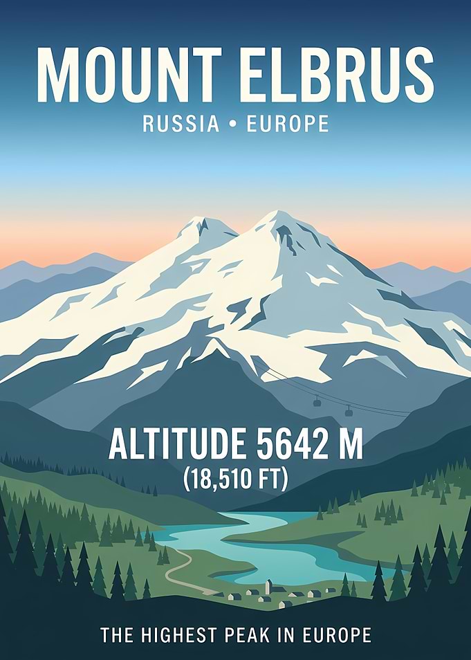 Mount Elbrus Travel Poster