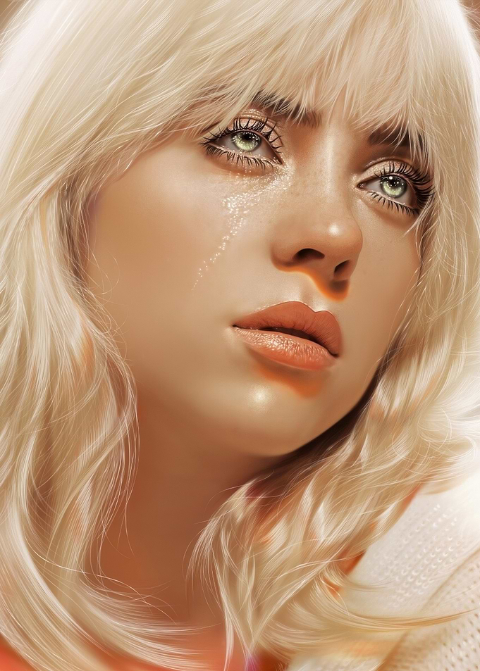 Billie Eilish Crying Portrait