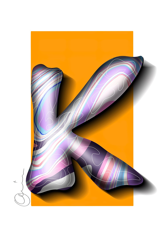 Abstract 3D Letter K Design