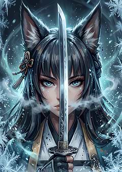 Japanese Fox Girl Warrior with Katana