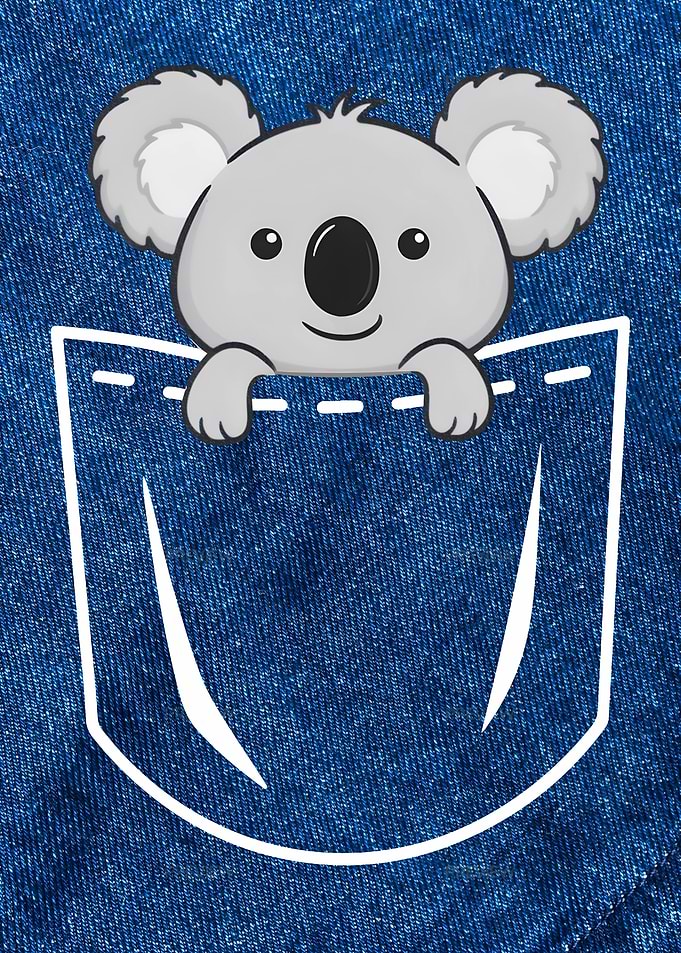 Cute Pocket Koala in Denim Pocket