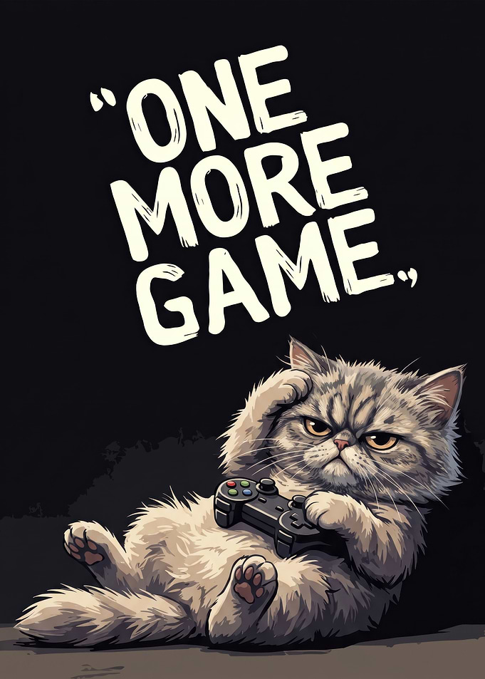 One More Game Gaming Cat