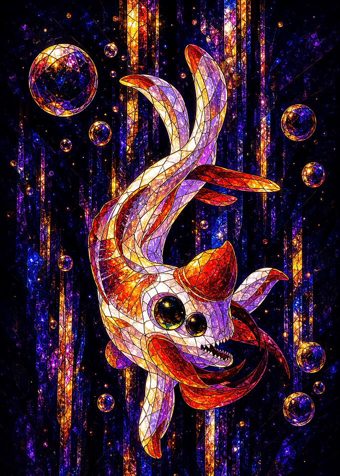 Stained Glass Cosmic Koi Fish