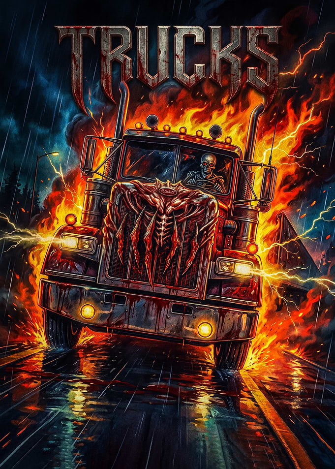 Demonic Semi Truck Horror Poster