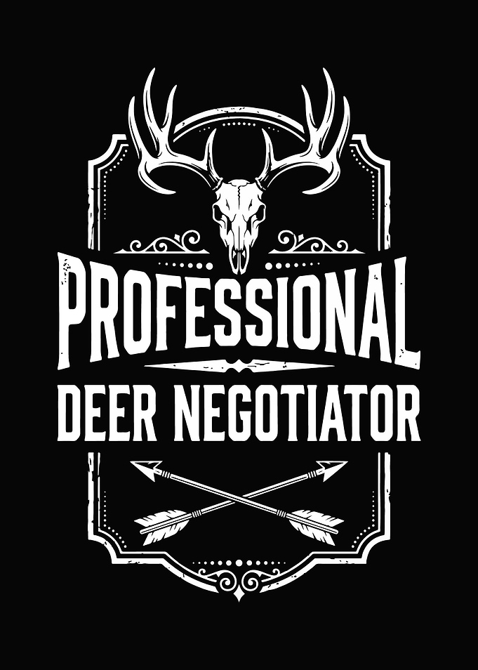 funny hunting wall art - 'Professional Deer Negotiator' lodge decor for outdoors men