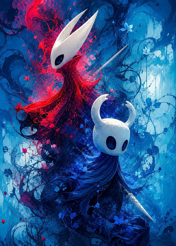 Hollow Knight and Hornet Abstract Art