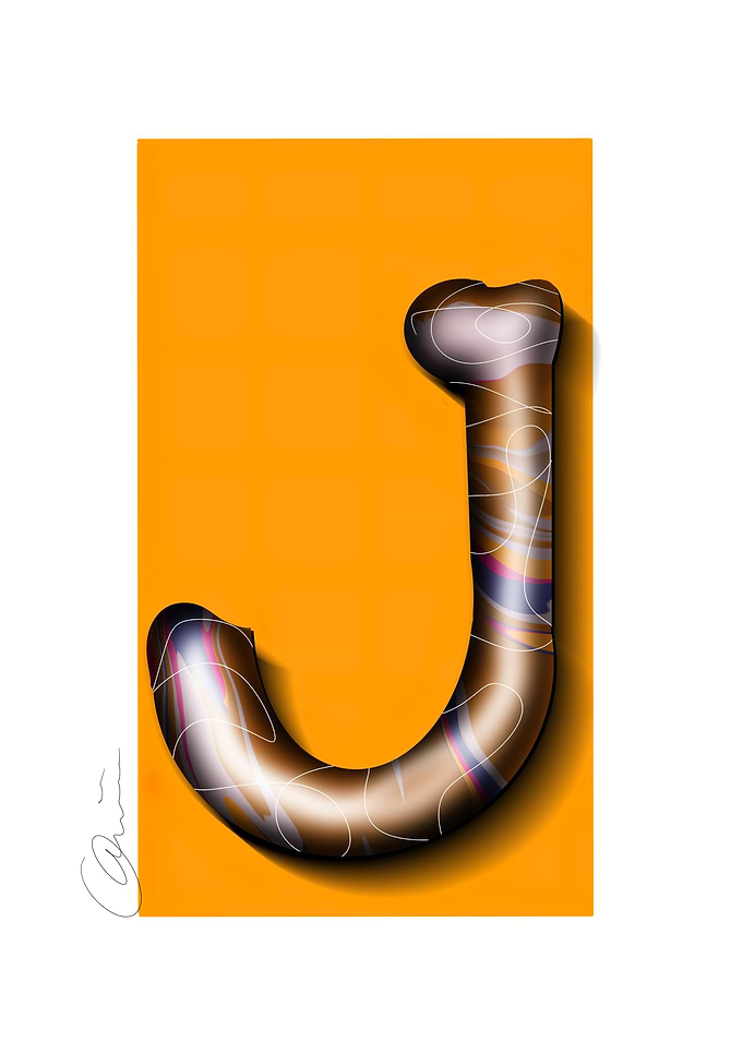 Abstract Letter J Typography Art