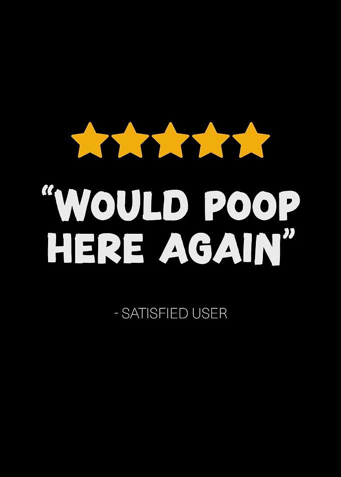 Funny Bathroom Five Star Review Sign