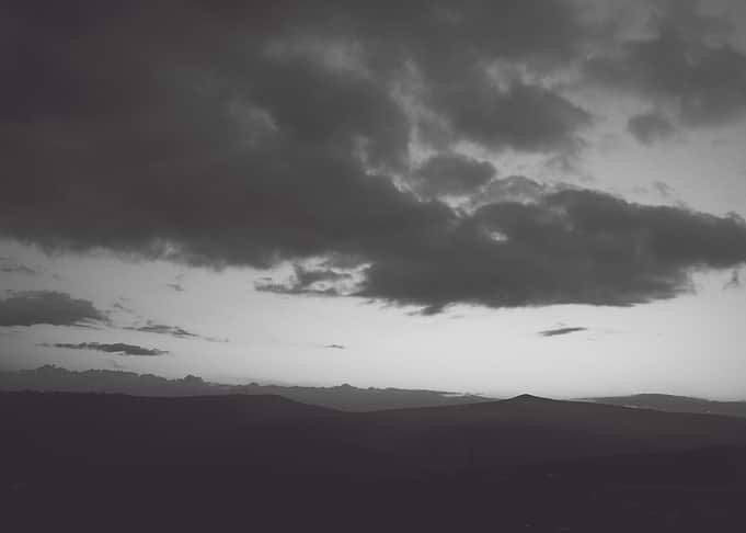 Moody Black and White Mountain Landscape