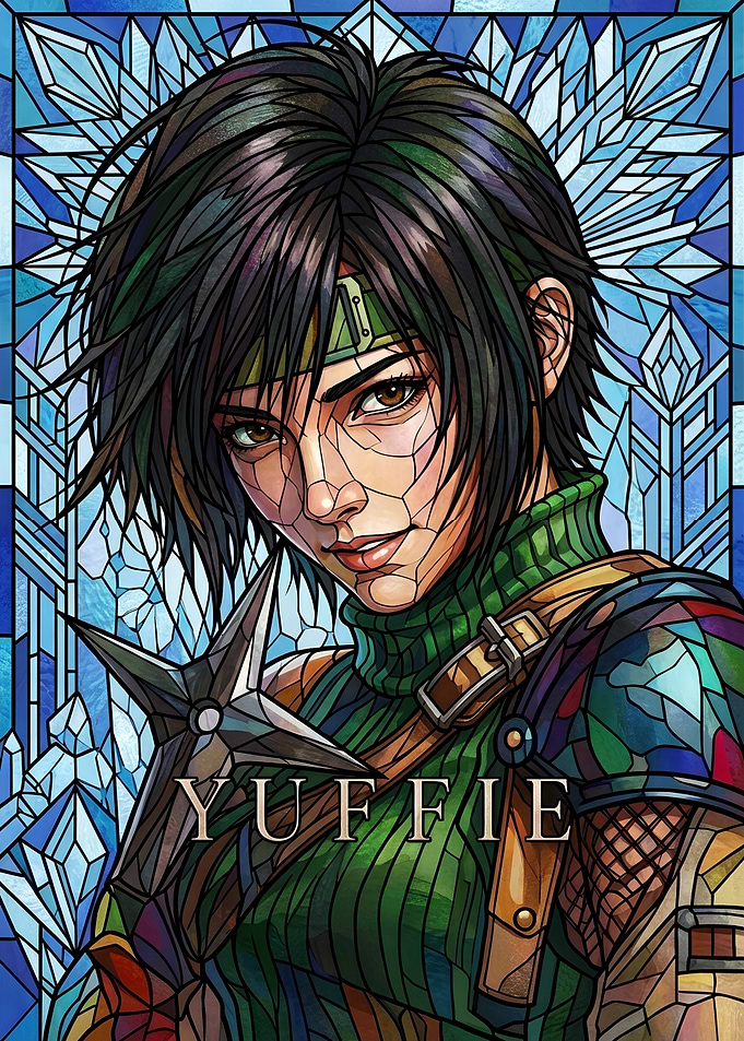Yuffie Kisaragi Stained Glass Portrait