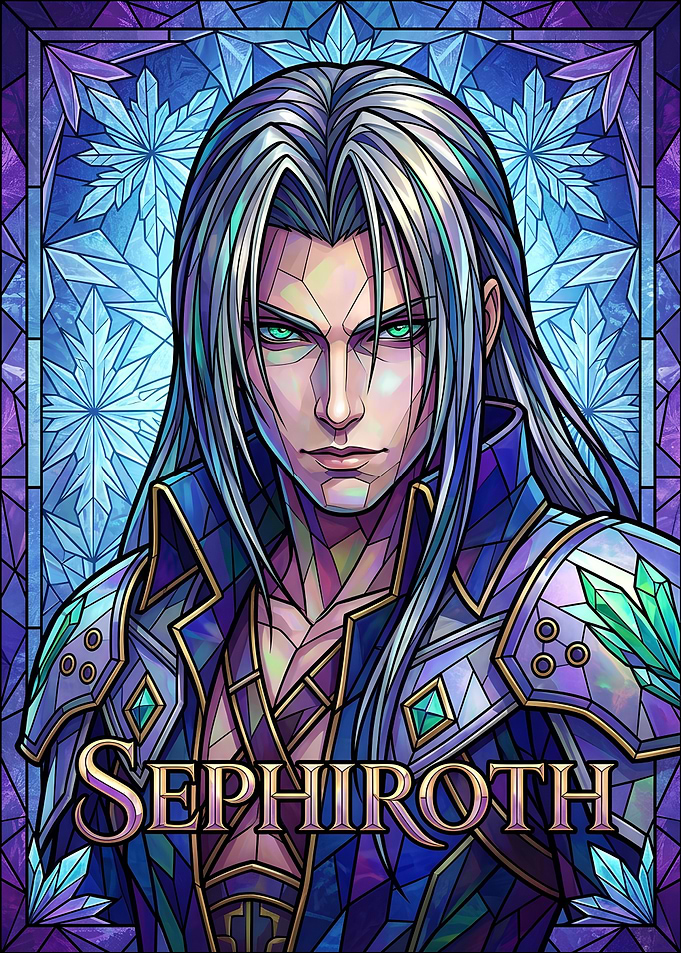 Sephiroth Stained Glass Portrait