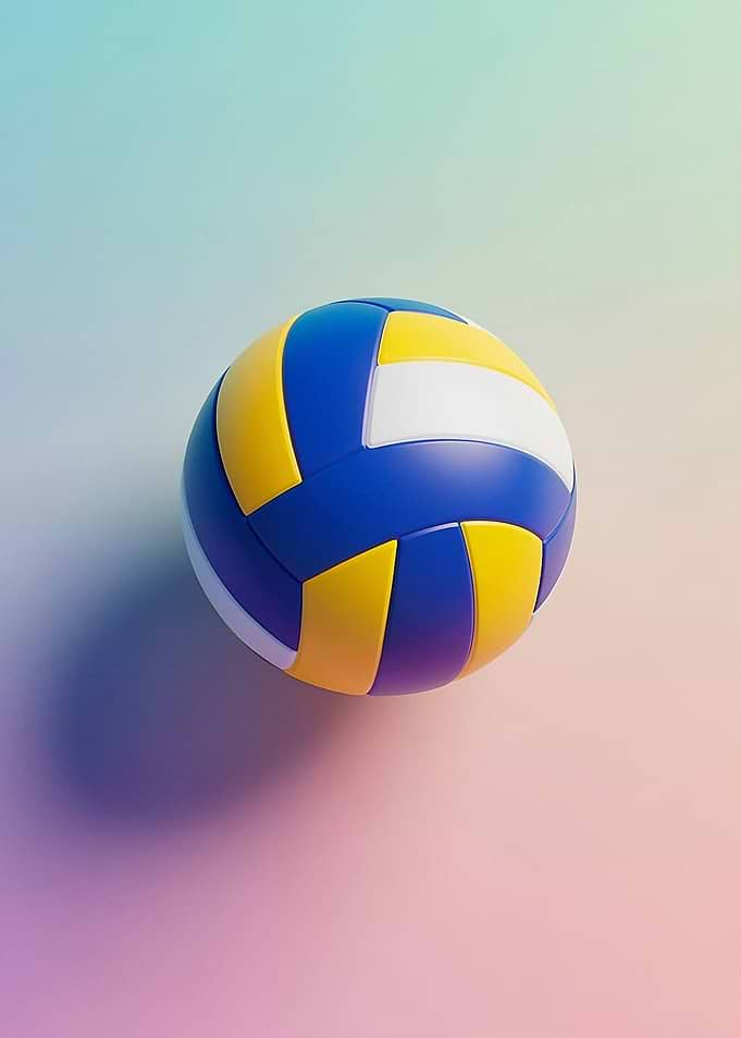 Vibrant Blue and Yellow Volleyball