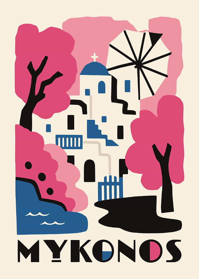 Mykonos Greece Travel Poster Art