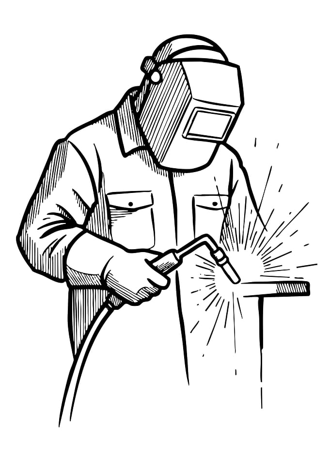 Black and White Welder Illustration