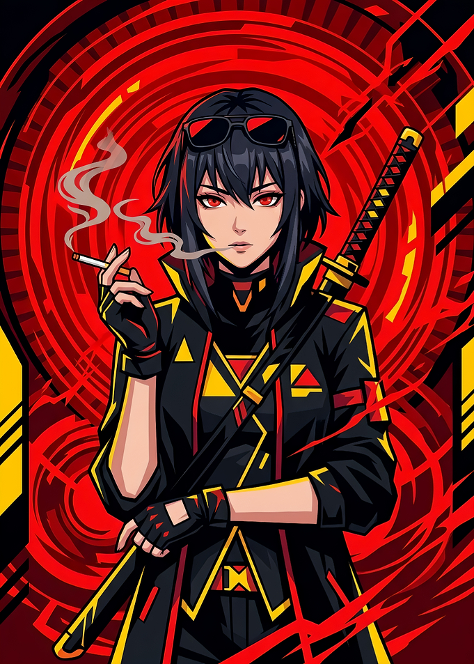 Cyberpunk Anime Girl with Katana