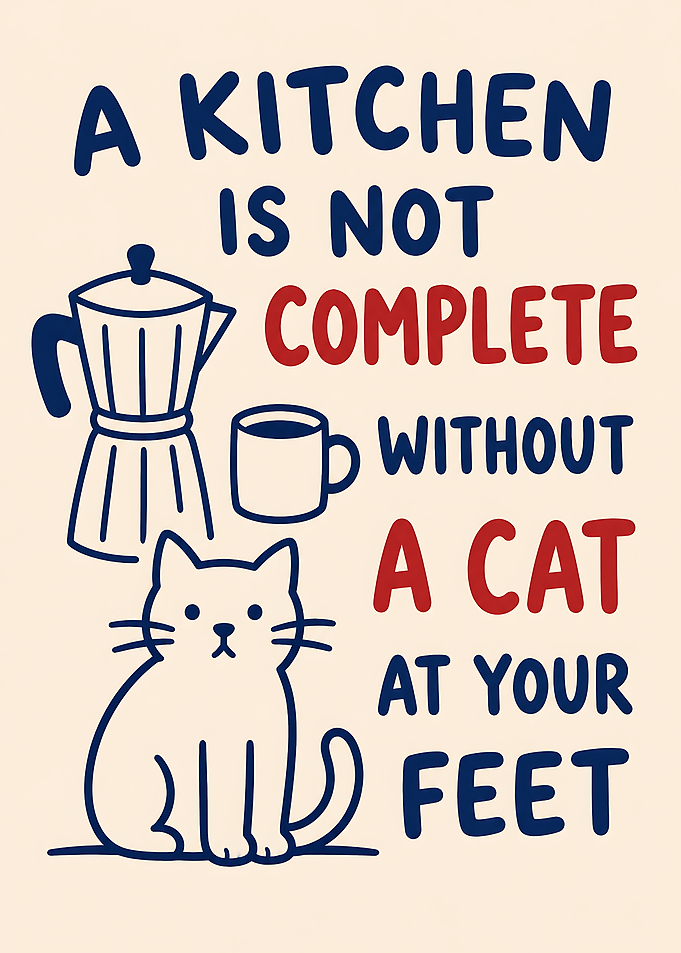 A Kitchen Is Not Complete Without A Cat at Your fFeet