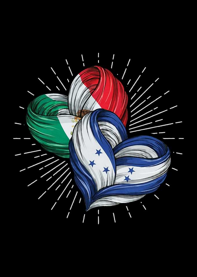 Heart Shaped Flags of Mexico and Honduras