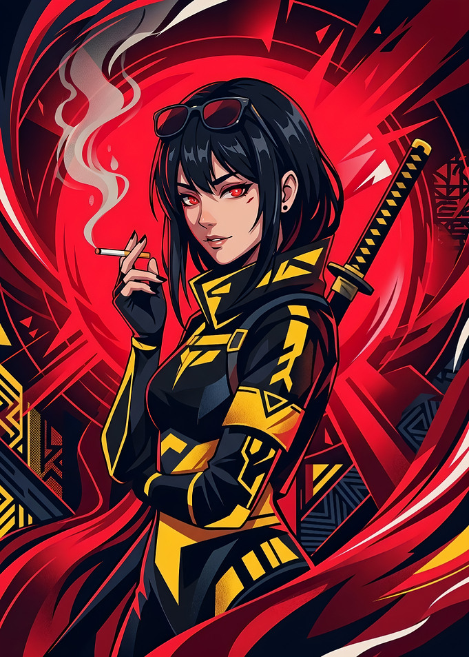 Cyberpunk Anime Girl with Katana