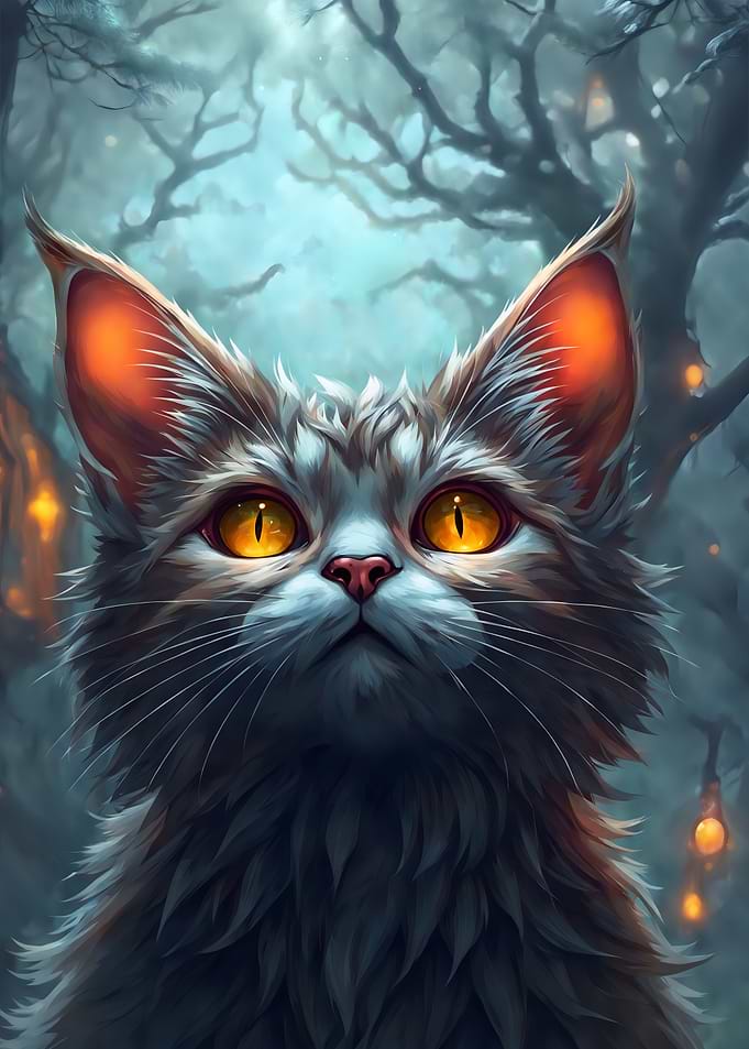 Mystical Cat in Enchanted Forest