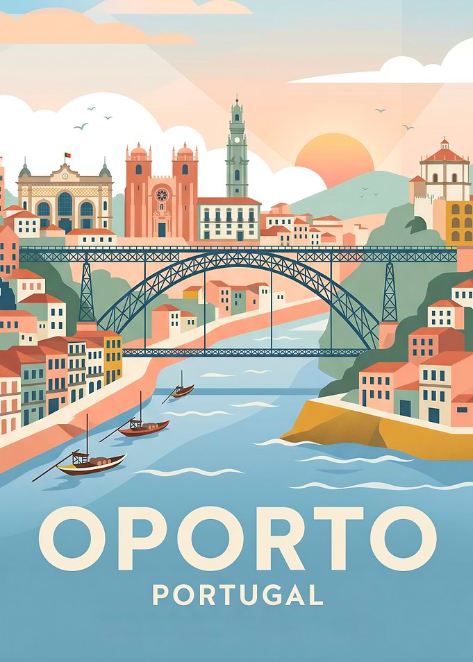 Oporto Portugal Travel Poster