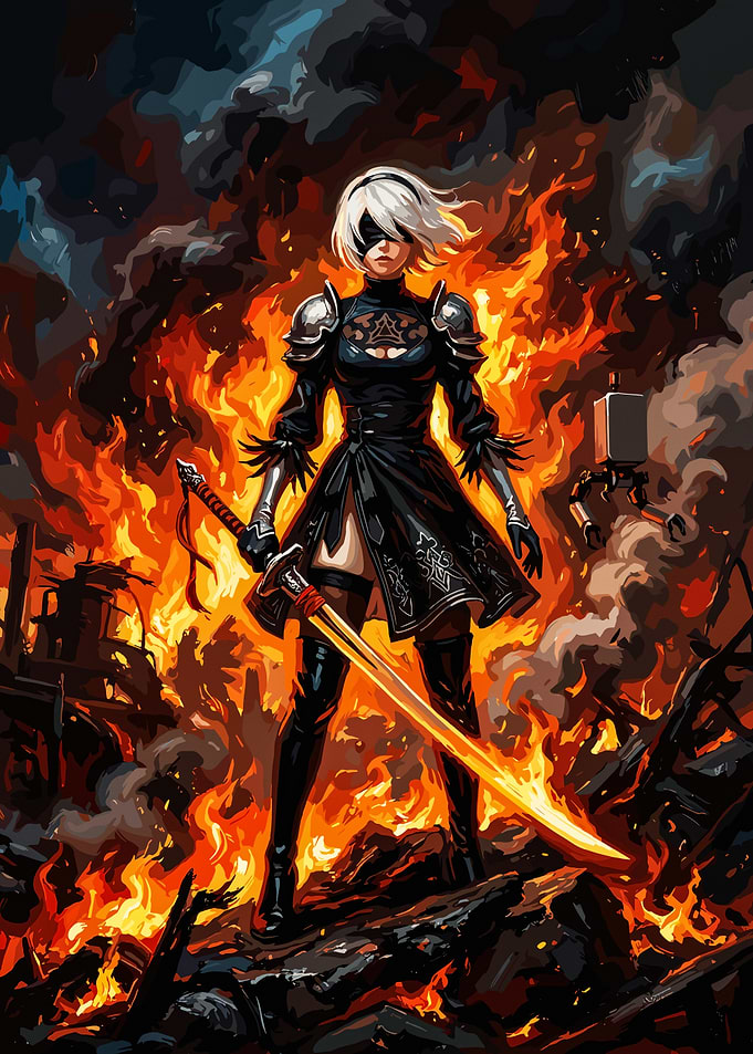 2B from Nier Automata in Flames