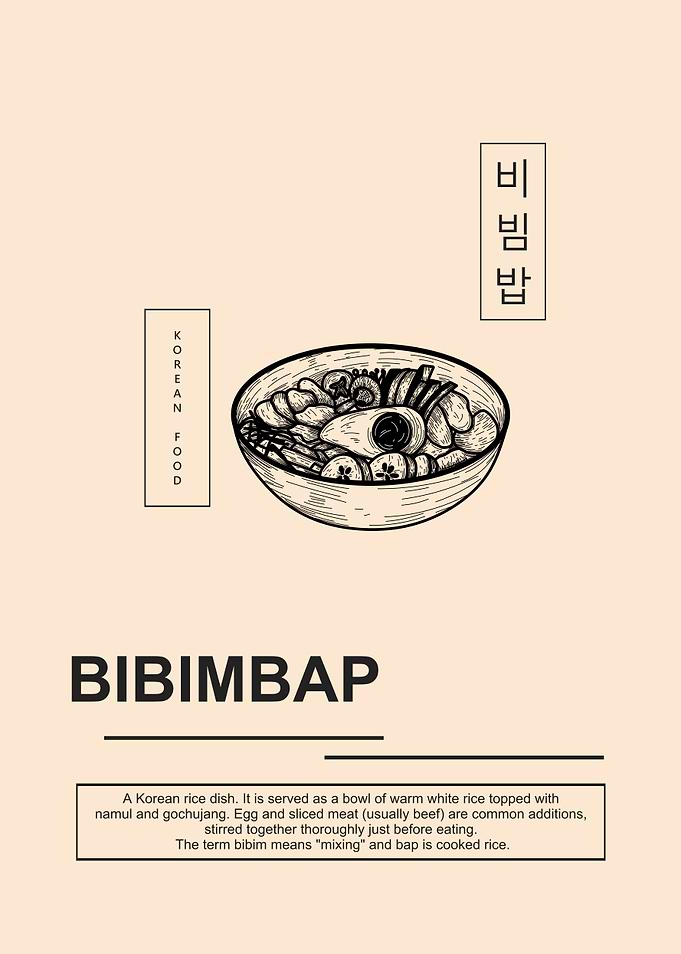 Minimalist Bibimbap Korean Food Poster