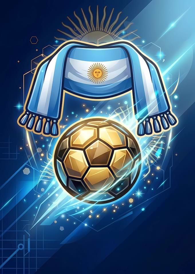 Argentina Soccer Golden Ball Illustration