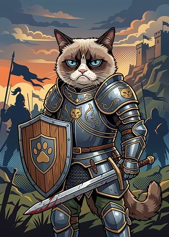 Grumpy Cat Medieval Knight Warrior