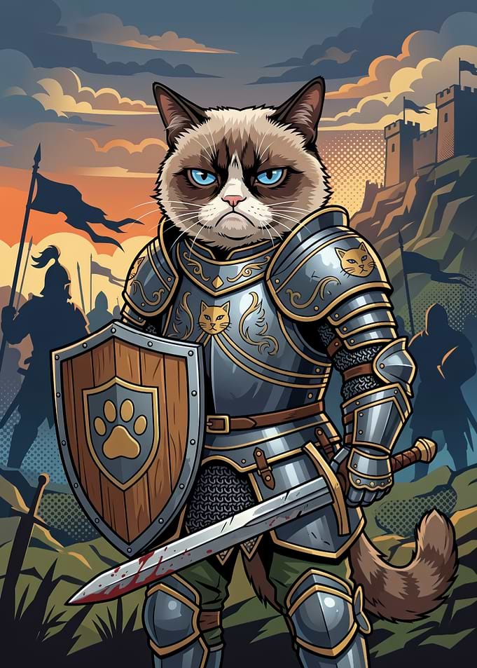 Grumpy Cat Medieval Knight Warrior