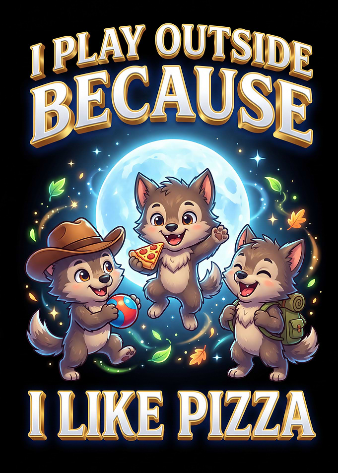 Cute Wolf Pups Eating Pizza