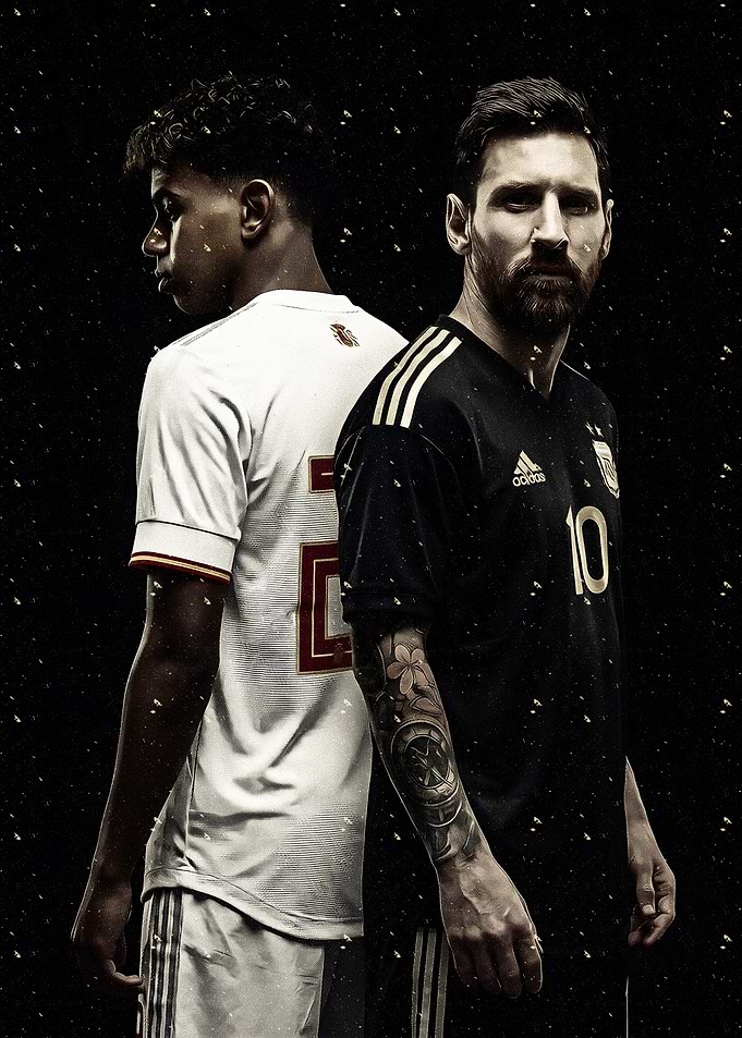 Lamine Yamal and Lionel Messi Portrait