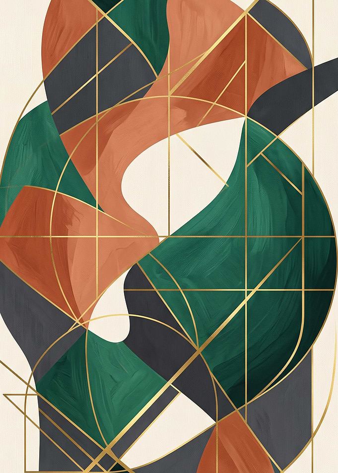 Abstract Geometric Gold and Earth Tones