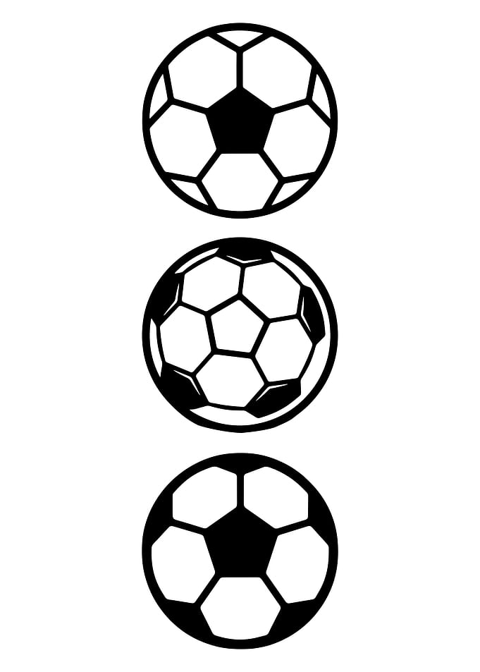 Three Black Soccer Balls outlined football graphic