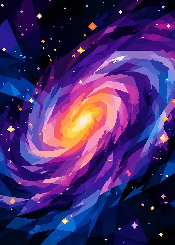 Abstract Geometric Spiral Galaxy Art