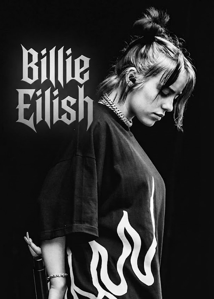 Billie Eilish Black and White Poster