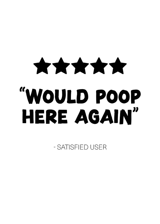 Funny Five Star Bathroom Review Sign