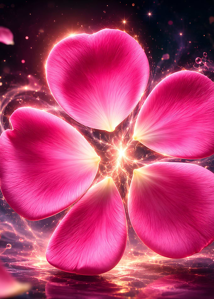 Glowing Pink Rose Flower Petals