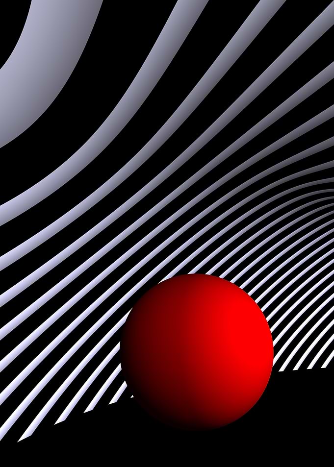 Red Sphere in Abstract Tunnel