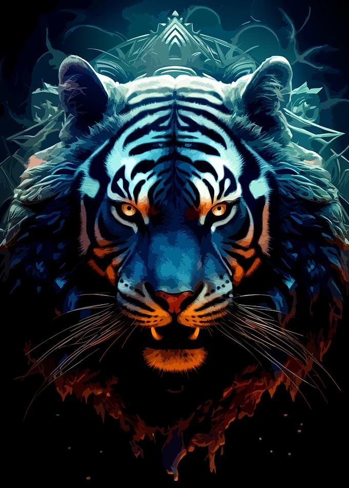 Majestic Blue Tiger Portrait