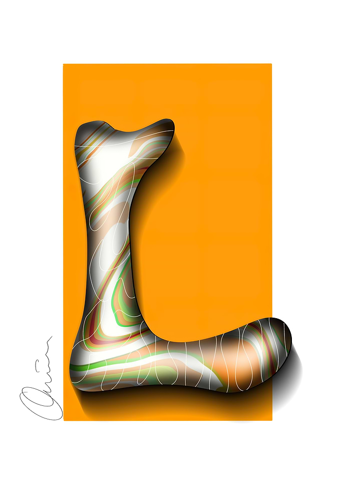 Abstract Letter L Typography Art