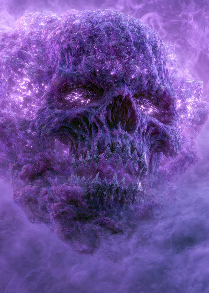 Ethereal Purple Crystal Skull
