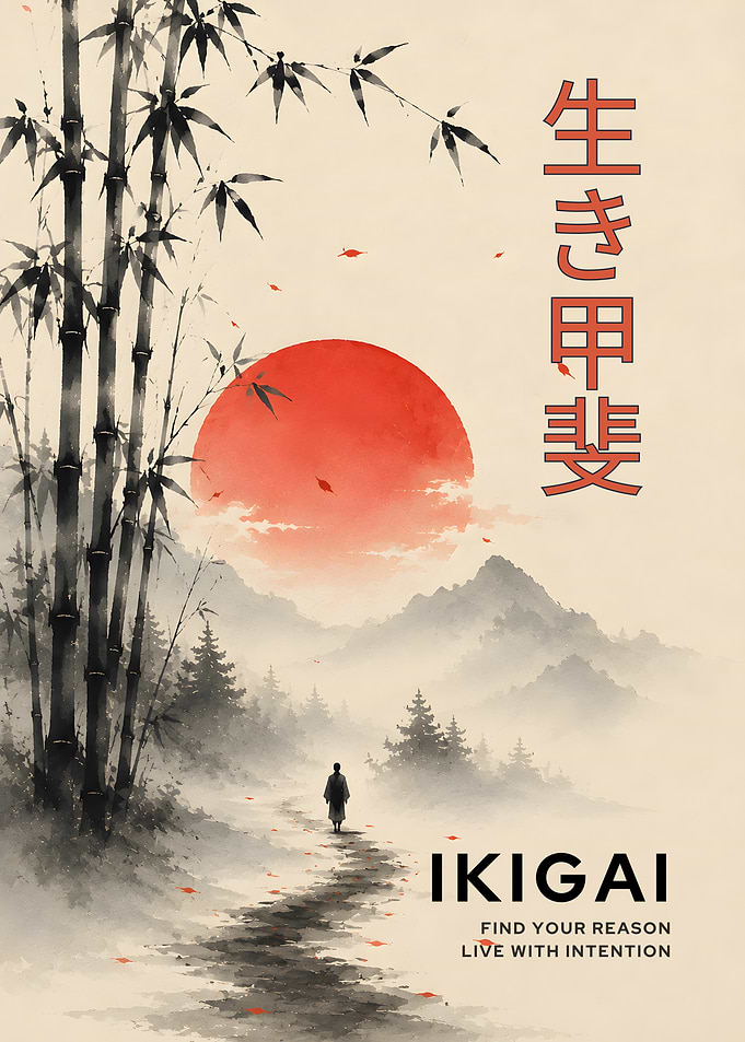 Ikigai Japanese Zen Landscape Poster